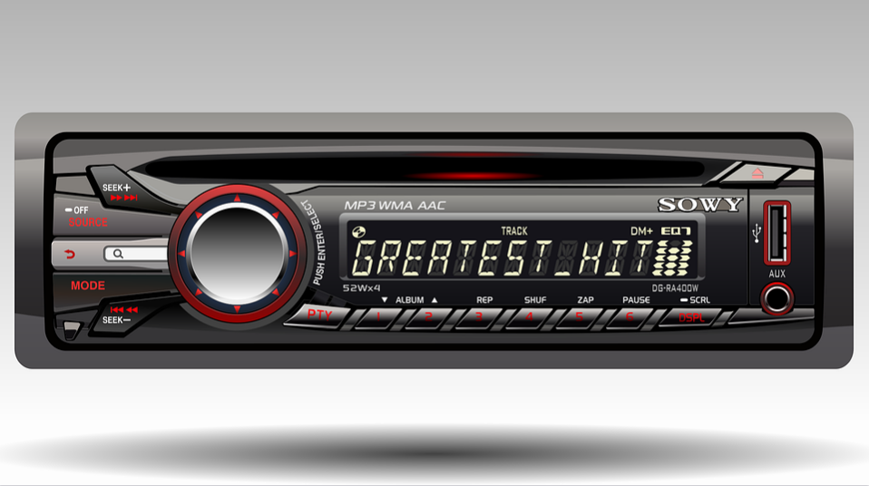 car radio playing music 